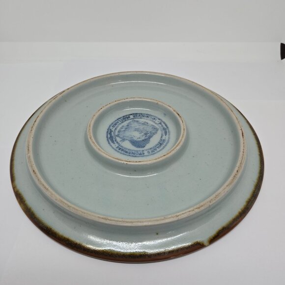 Vintage Highland Stoneware Trivet, 8.75" Round, Blue, Floral, Scotland - Picture 4 of 6